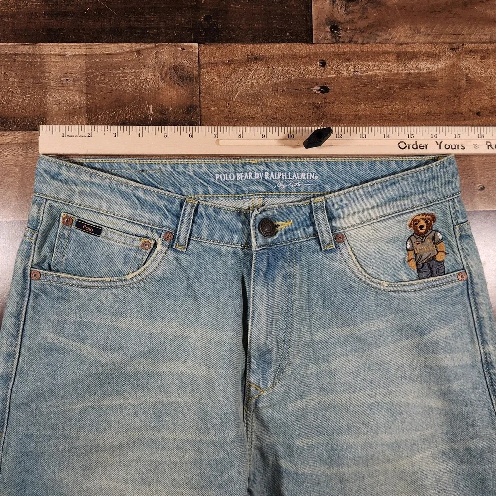 Polo Ralph Lauren Bear Baggy Jeans Mens 34x27 Blue Pants Dubai Preppy